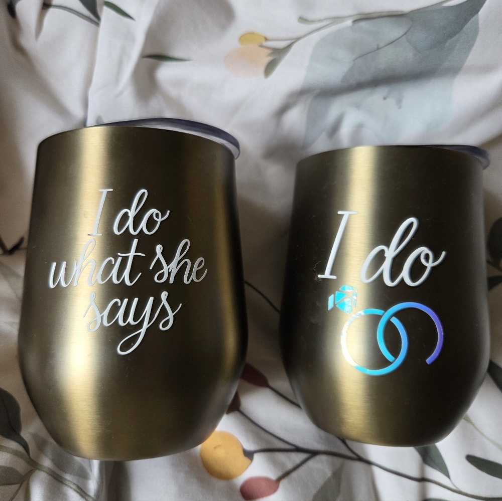 Gold 'I Do' Wine Tumblers